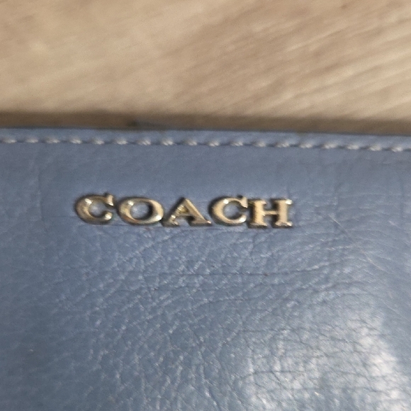 Coach Slate Blue Leather Zip Wallet - Picture 2 of 10